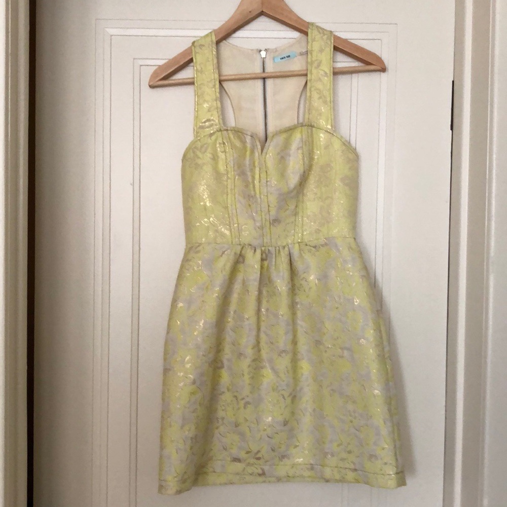 Kimchi Blue Spring yellow and gold dress